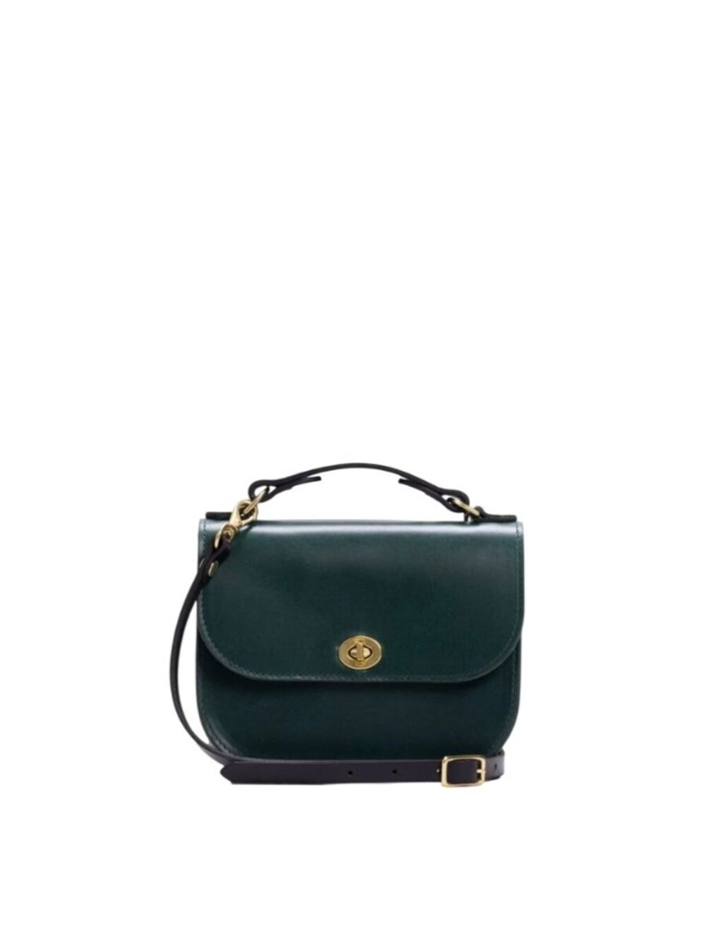 Howl + Hide Alice Crossbody Bag 2-In-1 Full Grain Leather Brass Black 8"x6"x3"